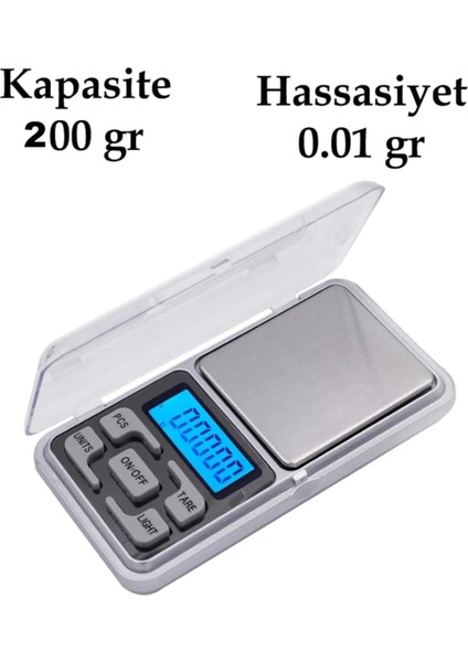 Dijital Hassas Elektronik Kuyumcu Cep Terazisi Tartı 200 gr / 0.01 gr (4767) - ETC1212-7592