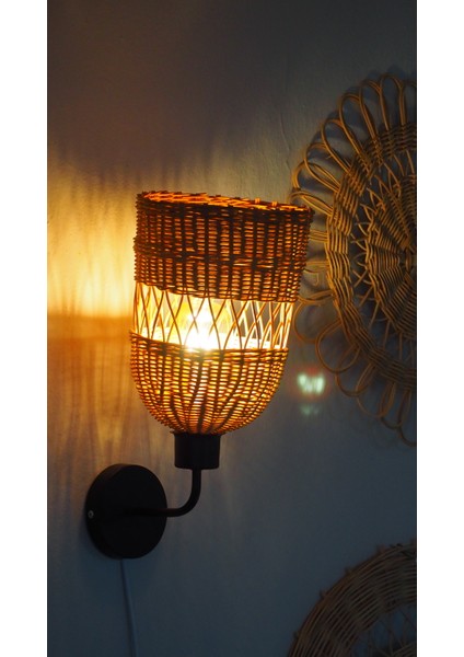 Doğal Rattan "sole" Aplik - Naif ve Şık Duvar Lambası
