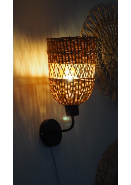 Doğal Rattan "sole" Aplik - Naif ve Şık Duvar Lambası