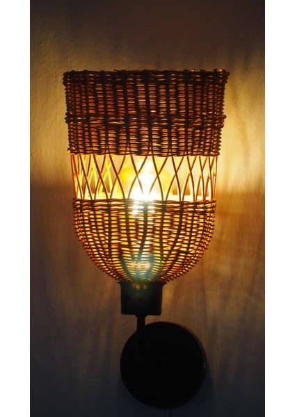 Doğal Rattan "sole" Aplik - Naif ve Şık Duvar Lambası