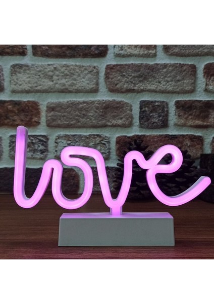Pink Love LED Light Pembe Love LED Işık Dekor Pilli LED Işık Pembe Neon LED Işık Sevgililer Gününe Özel