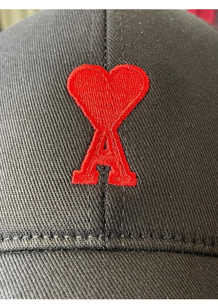 Ami A Kalp Nakışlı Pamuklu Unisex Cap Bere