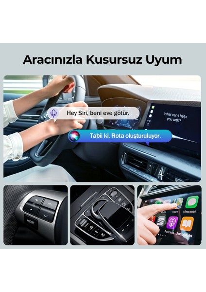 Duo Araç İçi Kablosuz CarPlay ve Android Auto Adaptörü | Apple iOS ve Android Cihazlarla Uyumlu