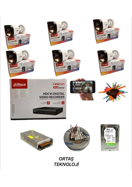 6 Kameralı Gece Renkli 8 Kanal 1tb HDD Hd Kamera Seti