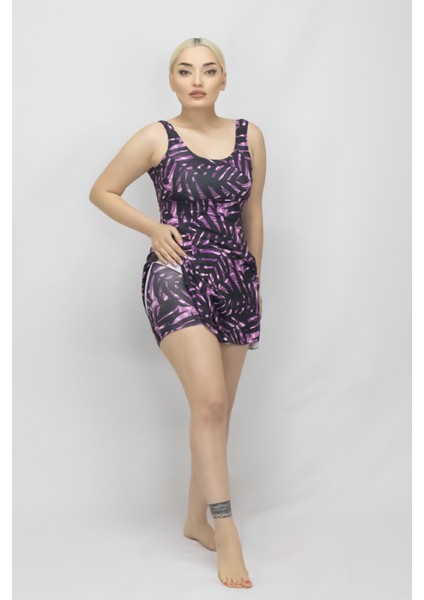 Kadın Elbise Mayo Şortlu -Desenli -Likra 38-52