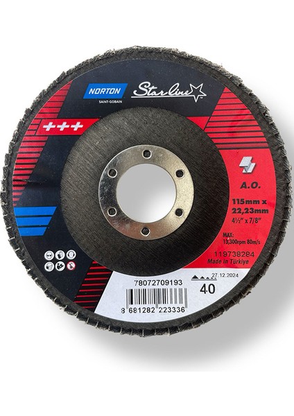 Clıpper Fld Fdtf 115X22 Nor P40KUM Starlıne Flap Disk 10-Adet