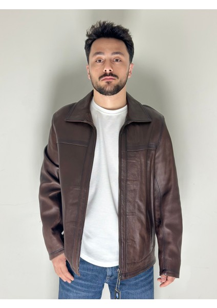 Brown Hakiki Deri Ceket