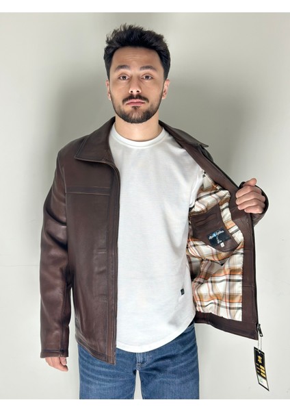 Brown Hakiki Deri Ceket