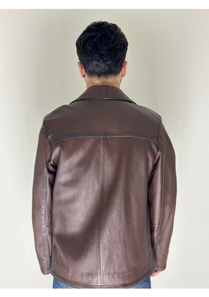 Brown Hakiki Deri Ceket