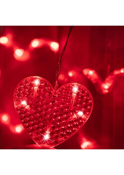 Kırmızı Salkım LED Işık Kalpli Salkım LED Işık Sevgililer Gününe Özel Dekor LED Işık Red Light modelleri
