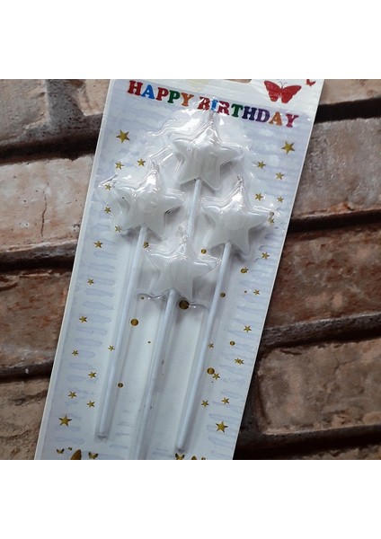 4 Adet Beyaz Yıldız Pasta Mumu Yıldız Doğum Günü Pasta Mumu Beyaz Pasta Mumu Yıldız Mum White Candle