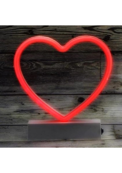Kırmızı Kalpli LED Işık Decor Heart Red LED Light Pilli LED Işık Sevgililer Gününe Özel Dekor LED Işık