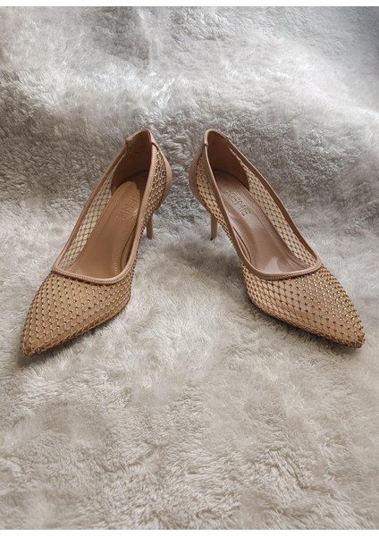 Chic Tül Transparan-Taş Detaylı Sivri Burun 6 cm Ince Topuk Abiye Ayakkabı indirimleri