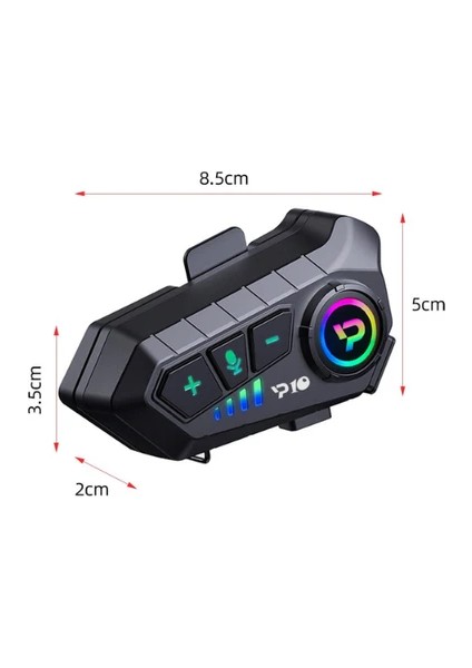 Y10 Su Geçirmez Kask Intercom Bluetoothlu Stereo Rgb Işıklı Universal
