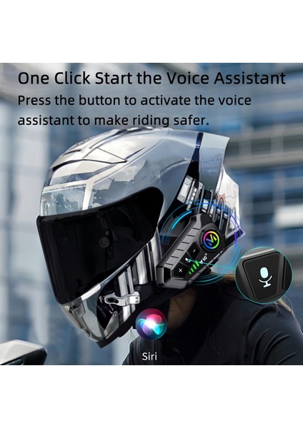 Y10 Su Geçirmez Kask Intercom Bluetoothlu Stereo Rgb Işıklı Universal