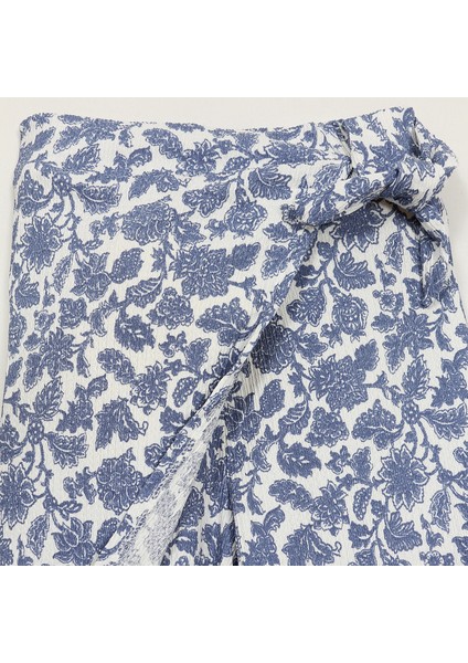 Desenli Wide Leg Kapaklı Bol Paça Kız Çocuk Yazlık Pantolon Mavi 001-0002020 fiyatları