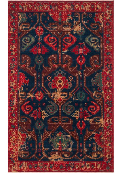 Kadim KDM05 Red Vintage Etnik Desenlere Sahip Yeni Zelanda Yünü Ile Dokunan Özel Tezgah Halı