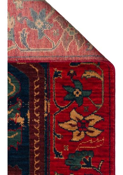 Kadim KDM05 Red Vintage Etnik Desenlere Sahip Yeni Zelanda Yünü Ile Dokunan Özel Tezgah Halı