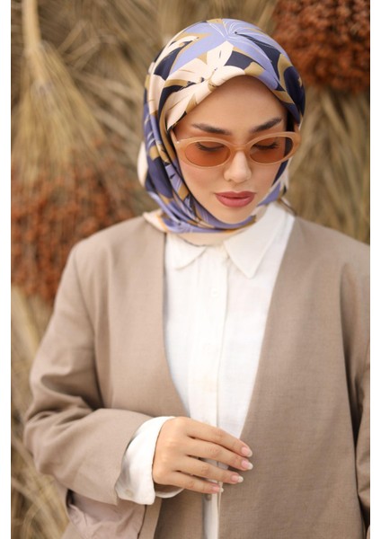 Twill İpek Eşarp - 11439-37 Vizon Mavi