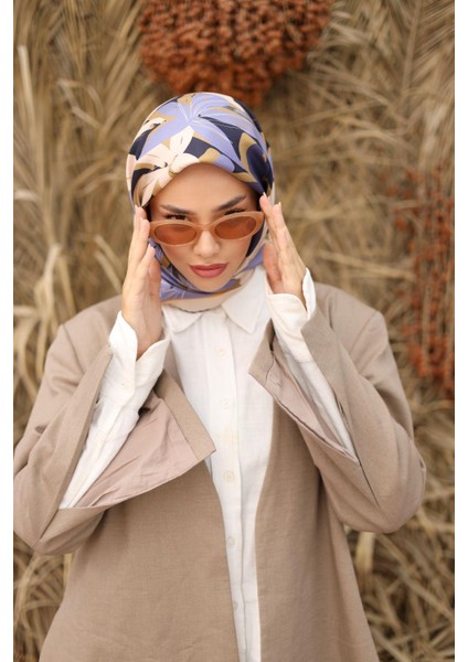 Twill İpek Eşarp - 11439-37 Vizon Mavi modelleri