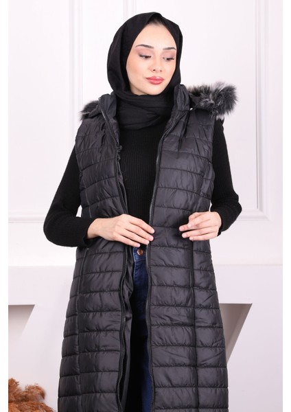 Siyah Kapüşonlu Şişme Yelek modelleri