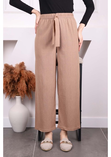Siyah Bürümcük Bol Paça Pantolon
