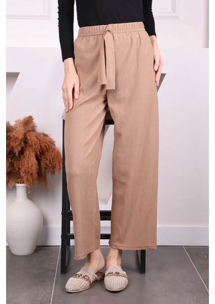 Siyah Bürümcük Bol Paça Pantolon