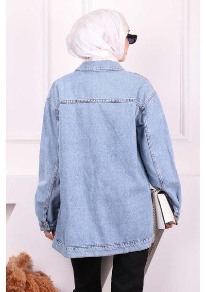 Mavi Taş İşlemeli Kot Ceket fırsatları