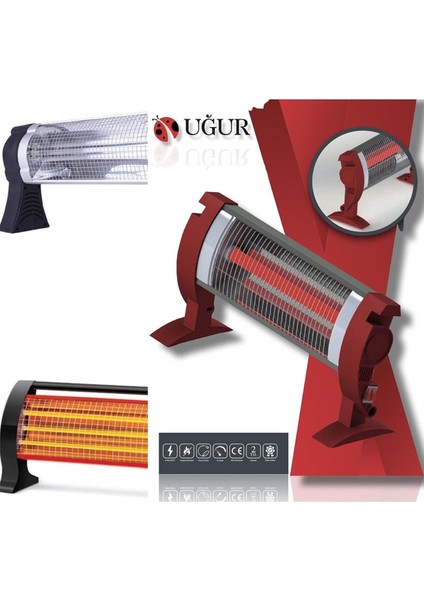 Mini Turbo 3 Çubuklu Quartz Isıtıcı 60 M² Kalın Borulu Isıtıcı 1300 W