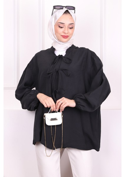 Siyah Ön Bağlamalı Kimono modelleri