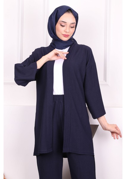 Lacivert Bürümcük Kimono Pantolon Takım modelleri