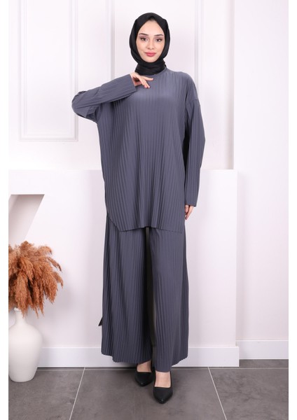 Füme Piliseli Sandy Tunik Pantolon Takım modelleri