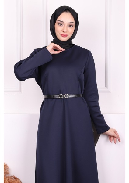 Lacivert Bel Kemerli Scuba Elbise modelleri