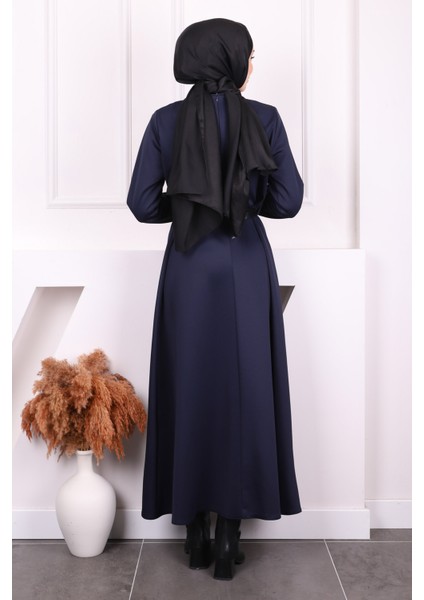 Lacivert Bel Kemerli Scuba Elbise fırsatları