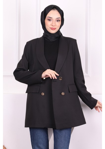 Siyah Kravuze Yaka Blazer Ceket modelleri