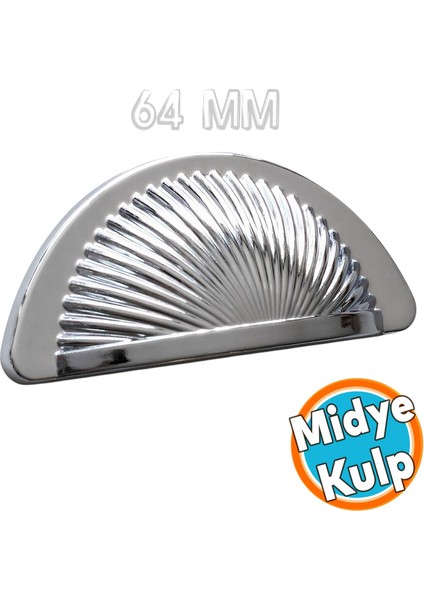Mobilya Mutfak Dolabı Çekmece Dolap Kulpları Kulpu Kulb Yelken Midye Çanak 64 mm Düğme Krom