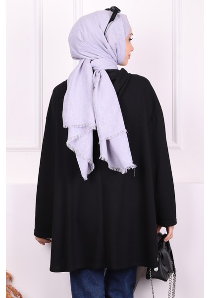 Siyah Kapşonlu Modal Oversize Sweat