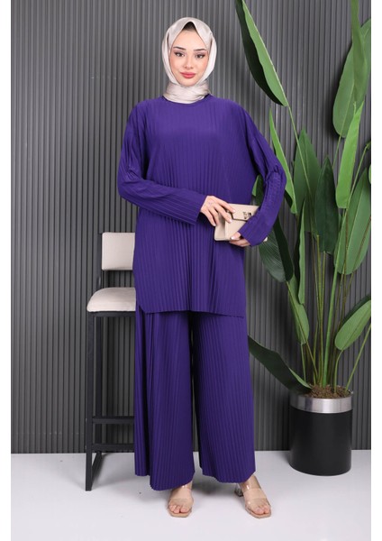 Mor Piliseli Sandy Tunik Pantolon Takım