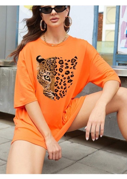 Kadın / Kız Loe Baskılı Oversize T-Shirt Salaş Boyfirend