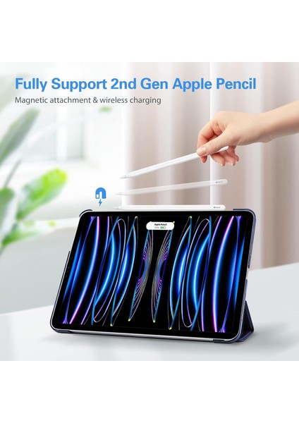 Apple iPad Pro 11 M4 5. Nesil (2024) Yatay Standlı Uyku Modlu Basic Arkası Sert Smart Kılıf A2836 A2837 indirimleri