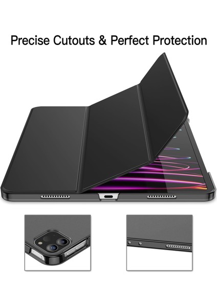 Apple iPad Air 13 M2 (2024) Yatay Standlı Uyku Modlu Basic Arkası Sert Smart Kılıf A2898 A2899
