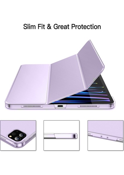 Apple iPad Pro 13 M4 (2024) Yatay Standlı Uyku Modlu Basic Arkası Sert Smart Kılıf A2925 A2926