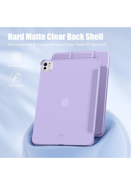 Apple iPad Pro 11 M4 5. Nesil (2024) Yatay Standlı Uyku Modlu Basic Arkası Sert Smart Kılıf A2836 A2837