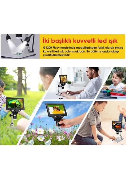 G1200 Plus+ Renkli Ekranlı Dijital Mikroskop 1200X