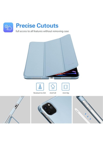 Apple iPad Pro 11 M4 5. Nesil (2024) Yatay Standlı Uyku Modlu Basic Arkası Sert Smart Kılıf A2836 A2837 fiyatları