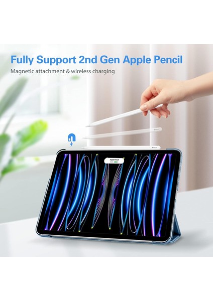 Apple iPad Pro 11 M4 5. Nesil (2024) Yatay Standlı Uyku Modlu Basic Arkası Sert Smart Kılıf A2836 A2837 indirimleri