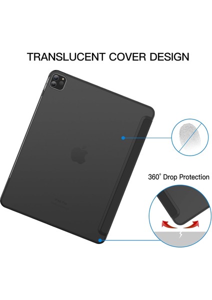 Apple iPad Pro 11 M4 5. Nesil (2024) Yatay Standlı Uyku Modlu Basic Arkası Sert Smart Kılıf A2836 A2837 modelleri