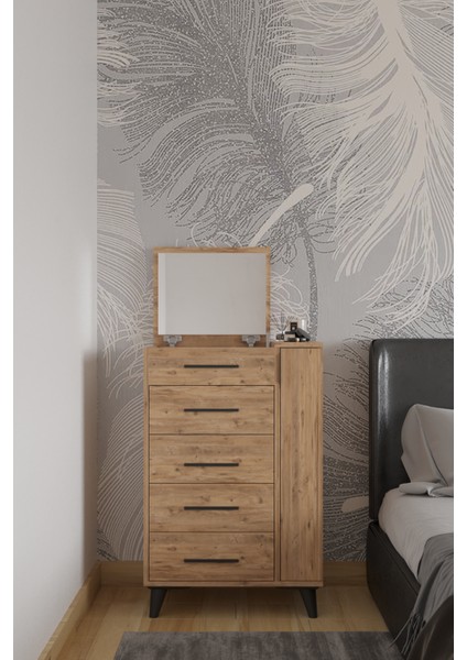 Afrodit Aynalı Makyaj Masası, Şifonyer, Etijer, Çok Amaçlı Takı Dolabı, Beyaz