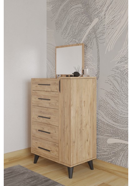 Afrodit Aynalı Makyaj Masası, Şifonyer, Etijer, Çok Amaçlı Takı Dolabı, Beyaz fiyatları