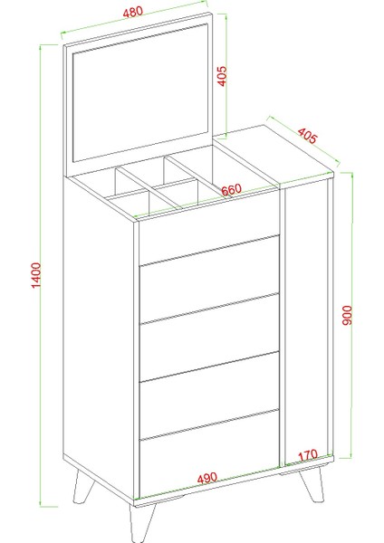 Afrodit Aynalı Makyaj Masası, Şifonyer, Etijer, Çok Amaçlı Takı Dolabı, Beyaz indirimleri